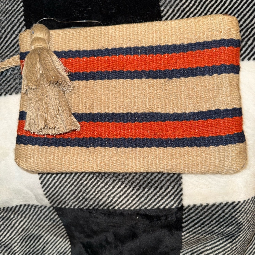 J. Jill Tan and Red Striped Clutch